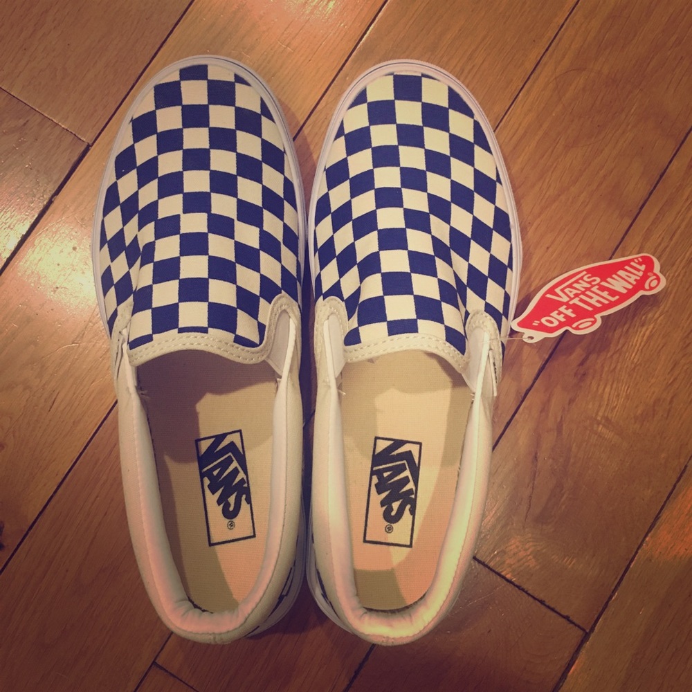 Vans Slip-Ons Blue + White Checkered